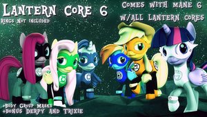 (DL) Lantern Mane 6 with Trixie and Derpy